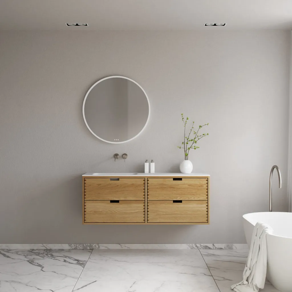 CPH Tapwork Soft 140L - MKII, Schränke in Natureiche, inklusive mattweißer SolidTec-Spüle