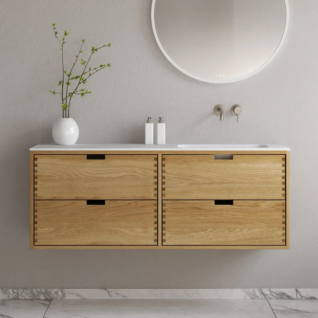 CPH Tapwork Soft 140R - MKII, Schränke in Natureiche, inklusive mattweißer SolidTec-Spüle