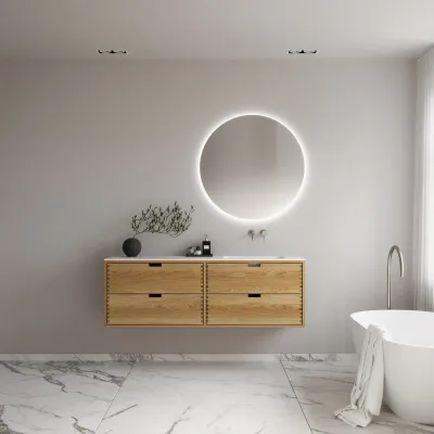 CPH Tapwork Soft 160R - MKII, Schrankfronten mit Fingerzapfung in Eiche Natur inklusive Mathvid SolidTec® Spüle