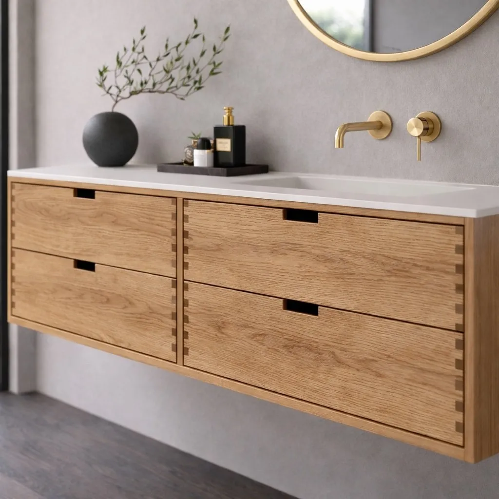 CPH Tapwork Soft 160R - MKII, Schrankfronten mit Fingerzapfung in Eiche Natur inklusive Mathvid SolidTec® Spüle