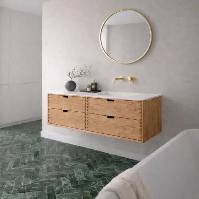 CPH Tapwork Soft 160R - MKII, Schrankfronten mit Fingerzapfung in Eiche Natur inklusive Mathvid SolidTec® Spüle