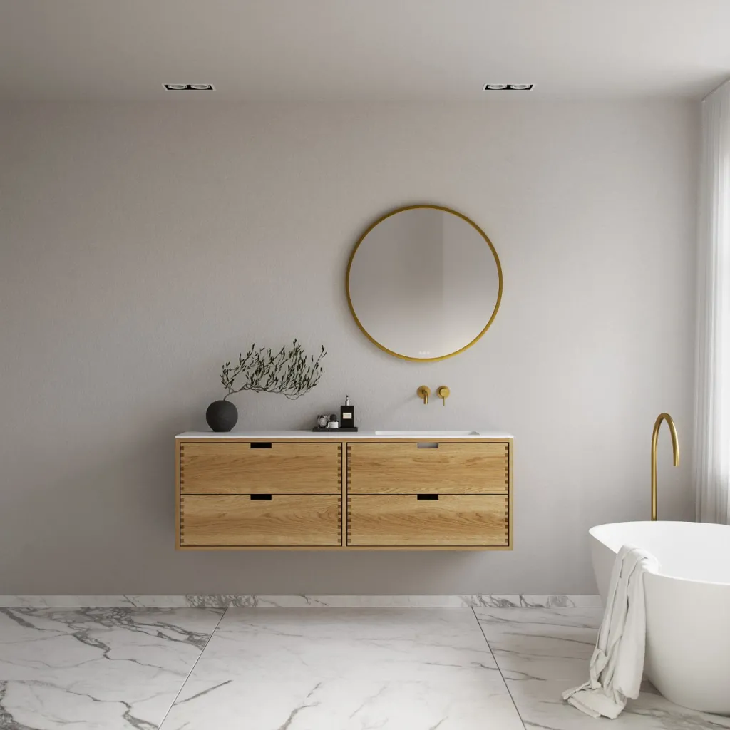 CPH Tapwork Soho 160R - MKII, Schränke in Natureiche, inklusive mattweißer SolidTec-Spüle