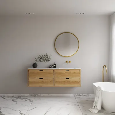 CPH Tapwork Soho 160R - MKII, Schränke in Natureiche, inklusive mattweißer SolidTec-Spüle