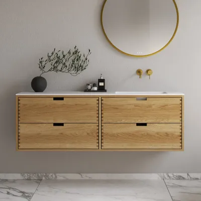 CPH Tapwork Soho 160R - MKII, Schränke in Natureiche, inklusive mattweißer SolidTec-Spüle