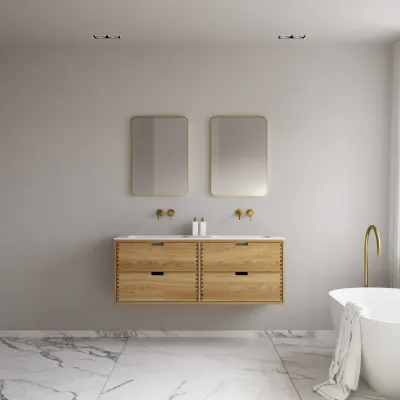 CPH Tapwork Soft 140D - MKII, mit Fingerklopfen bearbeitete Schränke aus natürlicher Eiche, einschließlich Mathvid SolidTec®-Spüle