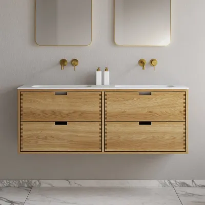 CPH Tapwork Soft 140D - MKII, mit Fingerklopfen bearbeitete Schränke aus natürlicher Eiche, einschließlich Mathvid SolidTec®-Spüle