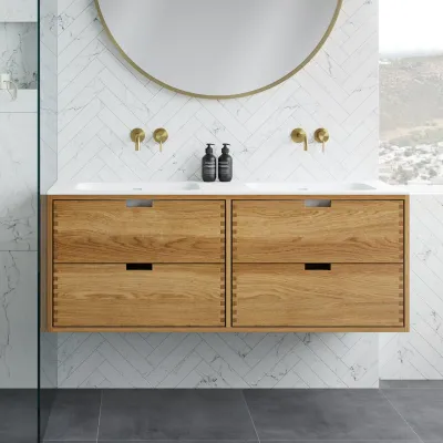 CPH Tapwork Soft 140D - MKII, mit Fingerklopfen bearbeitete Schränke aus natürlicher Eiche, einschließlich Mathvid SolidTec®-Spüle