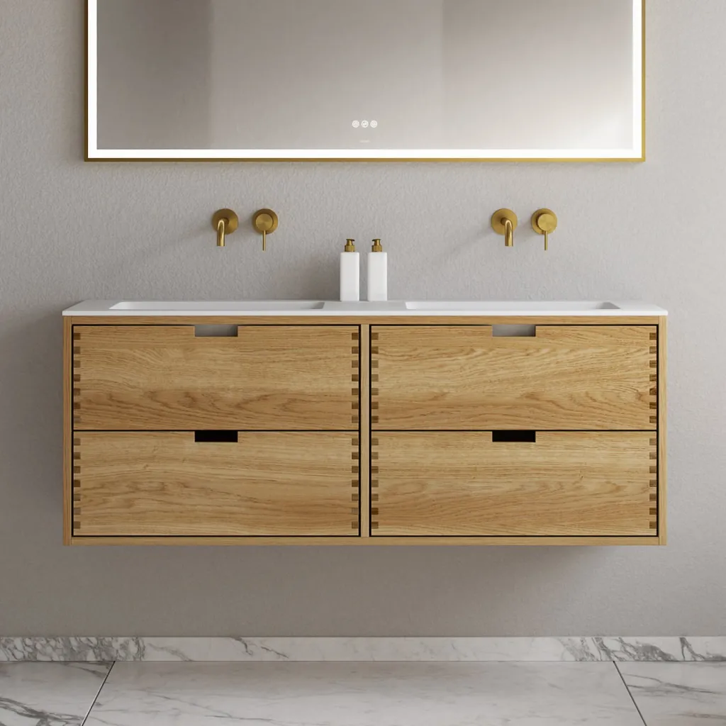 CPH Tapwork Soho 140D - MKII, mit Fingerklopfen bearbeitete Schränke aus natürlicher Eiche, einschließlich Mathvid SolidTec®-Spüle