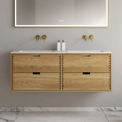 CPH Tapwork Soho 140D - MKII, mit Fingerklopfen bearbeitete Schränke aus natürlicher Eiche, einschließlich Mathvid SolidTec®-Spüle