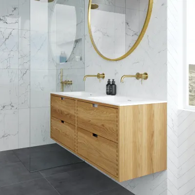CPH Tapwork Soho 140D - MKII, mit Fingerklopfen bearbeitete Schränke aus natürlicher Eiche, einschließlich Mathvid SolidTec®-Spüle