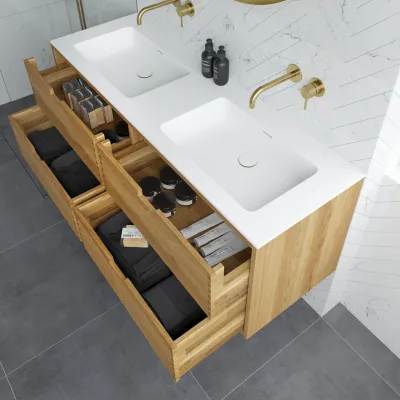 CPH Tapwork Soho 140D - MKII, mit Fingerklopfen bearbeitete Schränke aus natürlicher Eiche, einschließlich Mathvid SolidTec®-Spüle