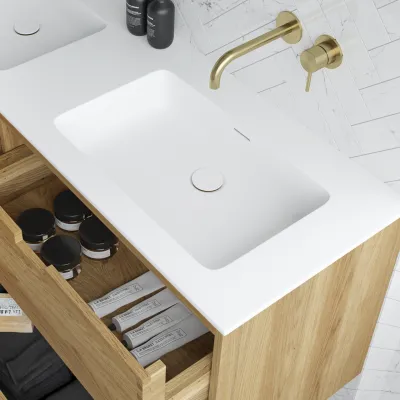 CPH Tapwork Soho 140D - MKII, mit Fingerklopfen bearbeitete Schränke aus natürlicher Eiche, einschließlich Mathvid SolidTec®-Spüle