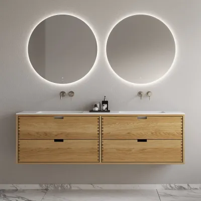 CPH Tapwork Soho 180D - MKII, mit Fingerklopfen bearbeitete Schränke aus natürlicher Eiche, einschließlich Mathvid SolidTec®-Spüle
