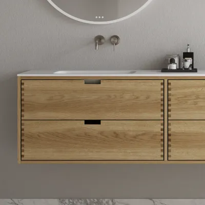 CPH Tapwork Soho 180D - MKII, mit Fingerklopfen bearbeitete Schränke aus natürlicher Eiche, einschließlich Mathvid SolidTec®-Spüle