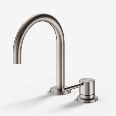 Semplice SHV405 S01 - Waschtischarmatur mit festem Auslauf (Ø), PVD-gebürsteter Stahl