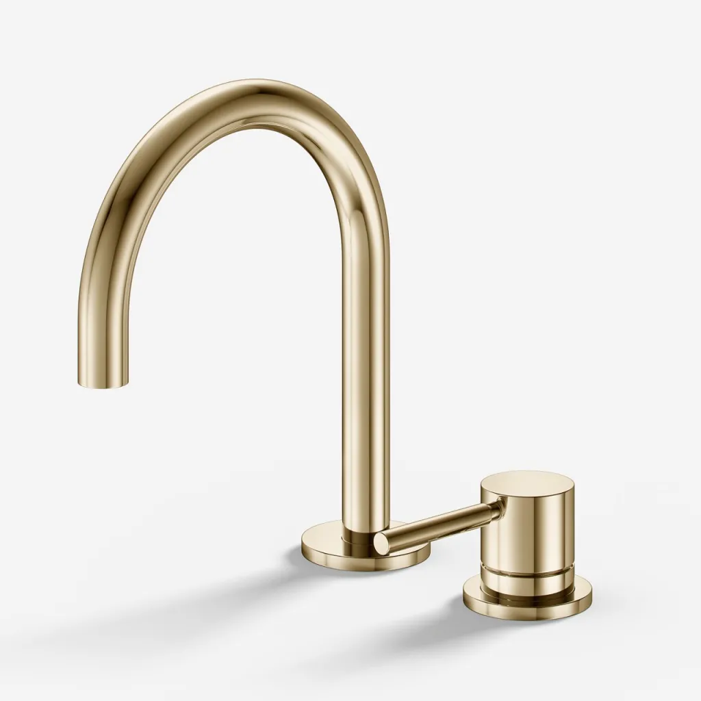 Semplice SHV405 S01 - Waschtischarmatur mit festem Auslauf (Ø), Messing poliert, Natur