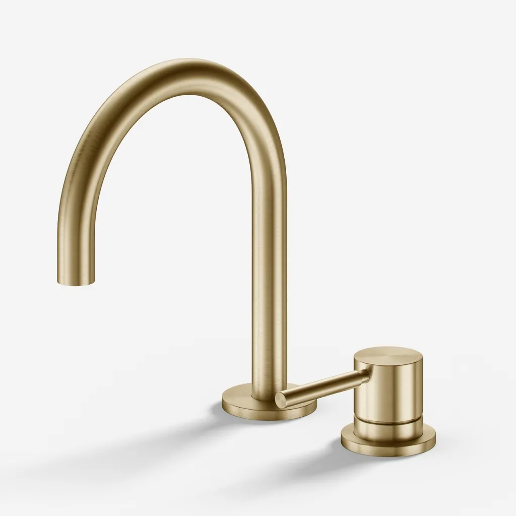 Semplice SHV405 S01 - Waschtischarmatur mit festem Auslauf (Ø), PVD-gebürstetes Messing