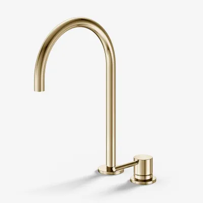Semplice SHV405 S03 - Küchenarmatur mit Schwenkauslauf, Messing poliert Natur