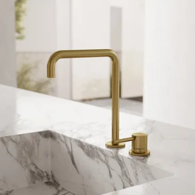 Semplice SHV405 S04 - Küchenmischer mit schwenkbarem Auslauf, PVD Brushed Brass