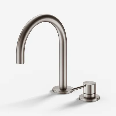 Semplice SHV505 S01 - Waschtischmischer mit festem Auslauf, PVD-gebürsteter Stahl