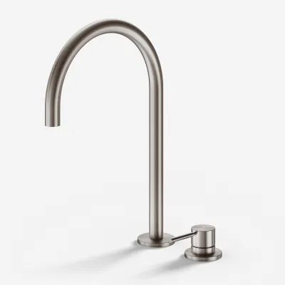 Semplice SHV505 S03 - Küchenmischer mit schwenkbarem Auslauf, PVD-gebürsteter Stahl