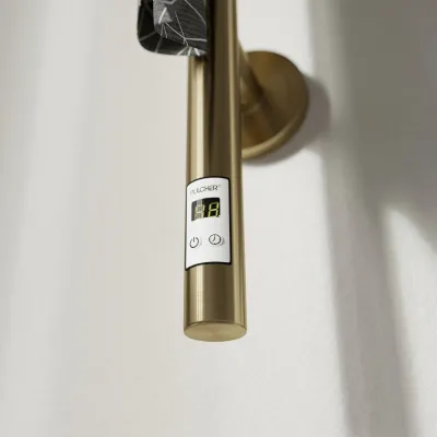 Pulcher® Style PS14 - Elektrischer Handtuchwärmer mit Timer, PVD-gebürstetes Messing