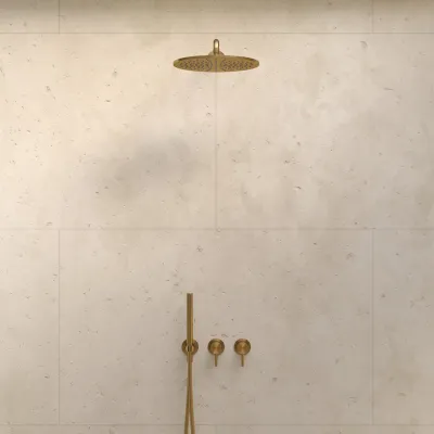 Semplice SBR801 S07 - Duschset, Rain DeLuxe Ø30 cm, Wand, PVD gebürstetes Messing