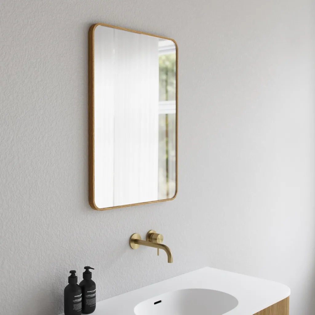 Noorwork NM5070 - 50 x 70 cm, Schreiner-Holzrahmen-Spiegel aus geölter Eiche
