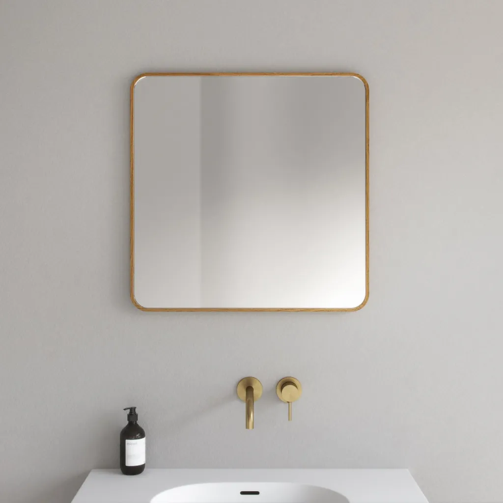 Noorwork NM6060 - 60 x 60 cm, Schreiner-Spiegel mit Holzrahmen aus geölter Eiche