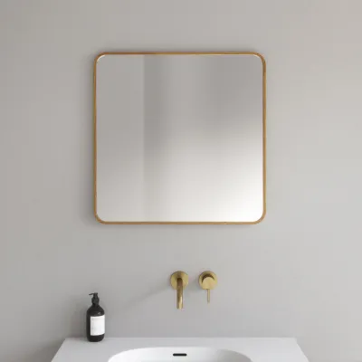 Noorwork NM6060 - 60 x 60 cm, Schreiner-Spiegel mit Holzrahmen aus geölter Eiche