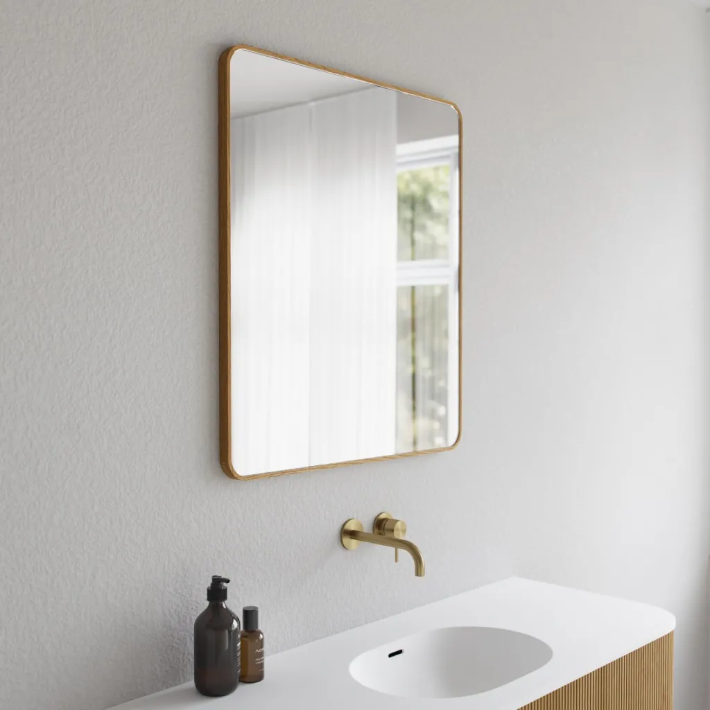 Noorwork NM7080 - 70 x 80 cm, Schreiner-Holzrahmen-Spiegel aus geölter Eiche