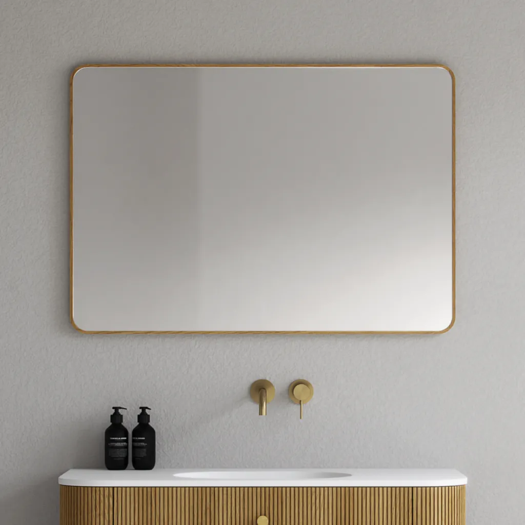 Noorwork NM7010 - 70 x 100 cm, Schreiner-Holzrahmen-Spiegel aus geölter Eiche