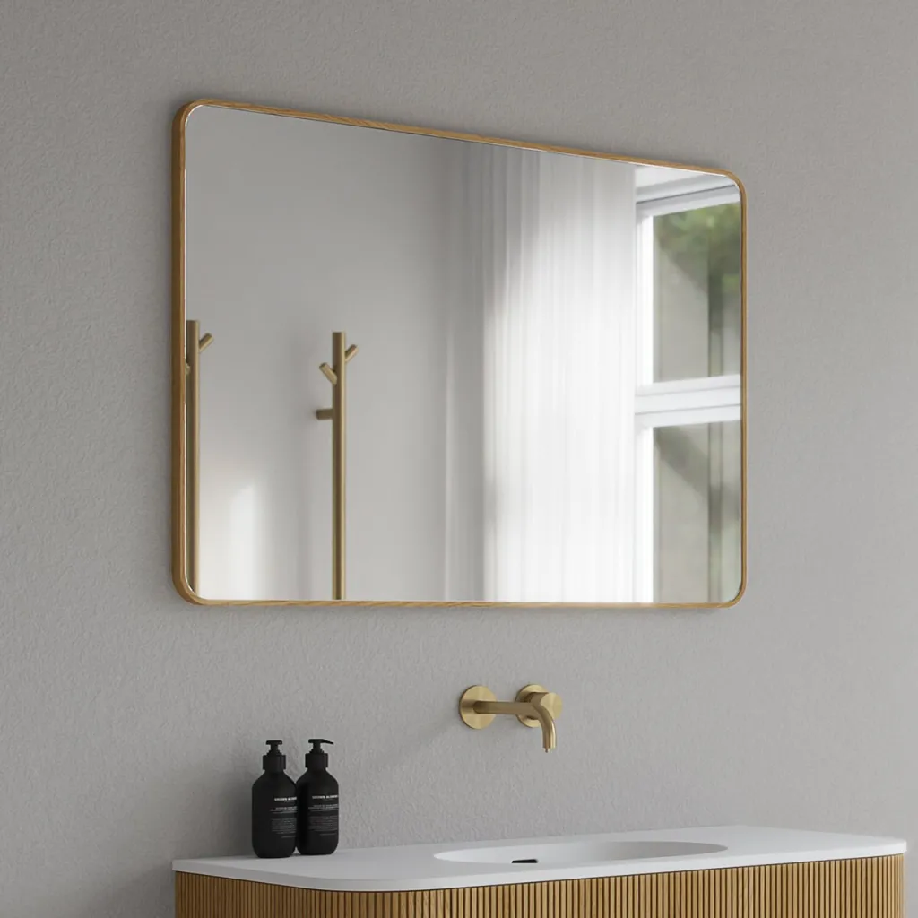 Noorwork NM7010 - 70 x 100 cm, Schreiner-Holzrahmen-Spiegel aus geölter Eiche