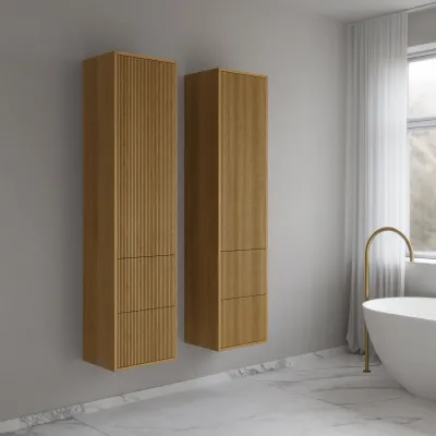 Noorwork NHC4317 - Schrank mit 2 Schubladen, 40 x 35 x 170 cm, Eiche natur 