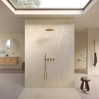 Semplice STB801 S07 - Rain DeLux SmartTerm Ø30 cm EasyClean, Wand, PVD gebürstetes Messing