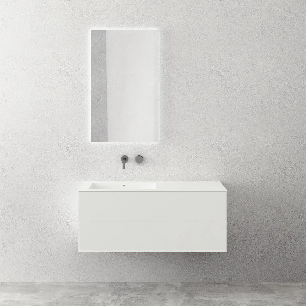 Copenhagen Chic II 120L - Badezimmermöbel, Corian®, Mattweiß