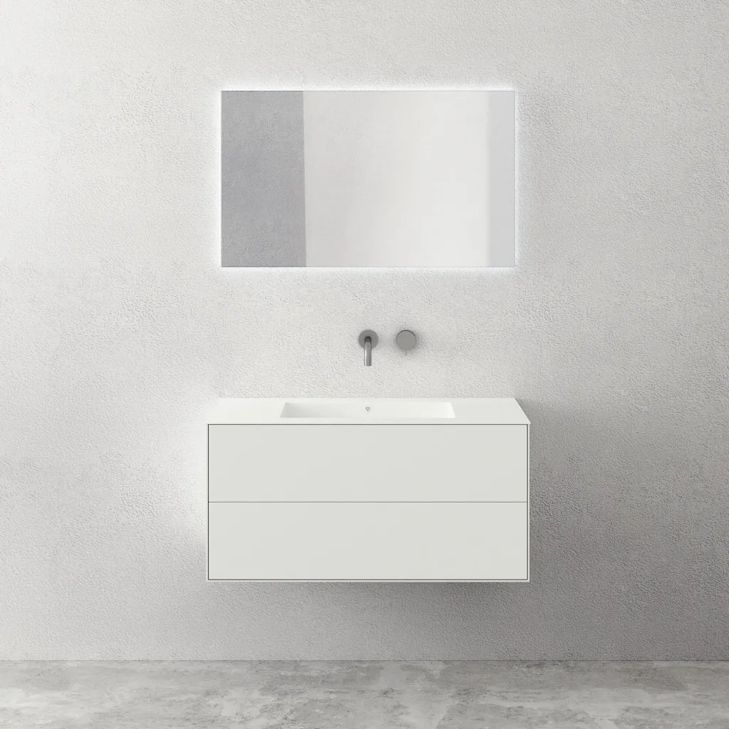 Copenhagen Chic II 100 - Badezimmermöbel, Corian®, Mattweiß