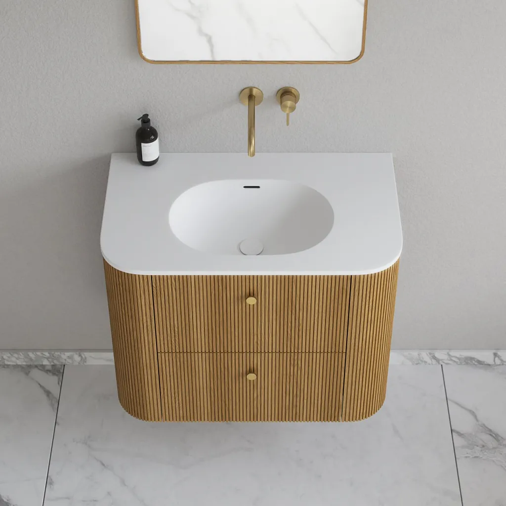 Noorwork 80 - Küchenschränke aus Eiche Natur inklusive mattweißer Corian®-Spültischplatte