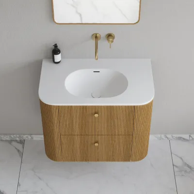Noorwork 80 - Küchenschränke aus Eiche Natur inklusive mattweißer Corian®-Spültischplatte