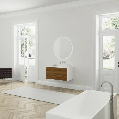 Copenhagen Chic 100 - MKII, Glacier White Corian® mit amerikanischem Nussbaum