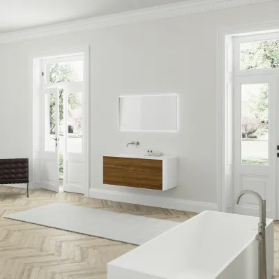 Copenhagen Chic 120L - MKII, Glacier White Corian® mit amerikanischem Nussbaum