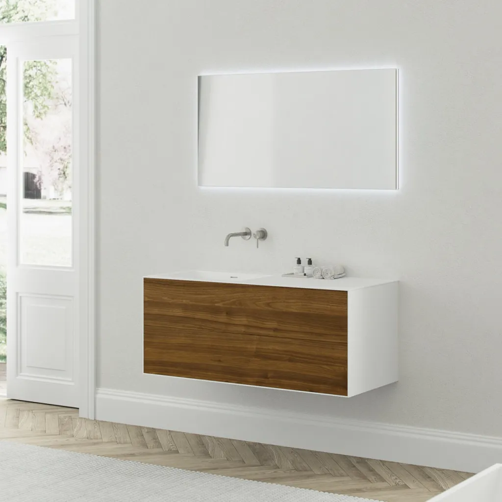 Copenhagen Chic 120L - MKII, Glacier White Corian® mit amerikanischem Nussbaum
