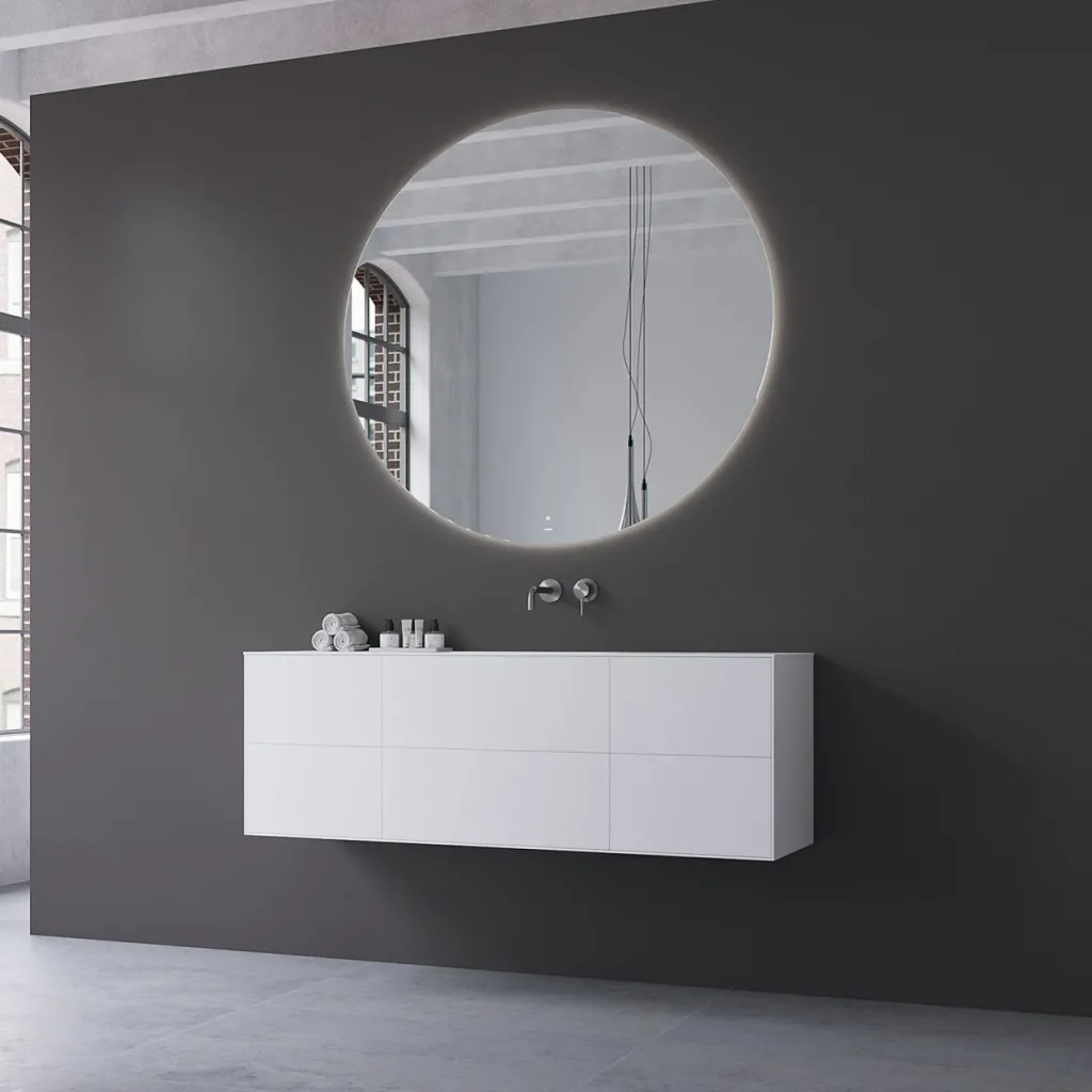 Copenhagen Chic 140 - MKII, Schrank, 6 Schubladen, Spüle und Korpus aus Corian® Glacier White, Fronten in Mattweiß