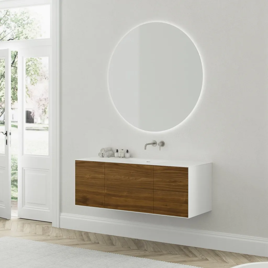 Copenhagen Chic 140 - MKII, Glacier White Corian® mit amerikanischem Nussbaum