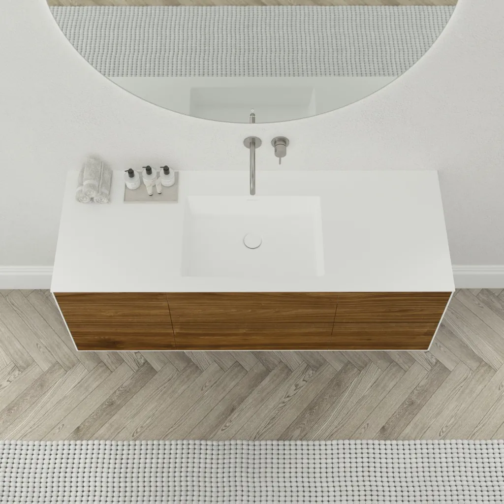 Copenhagen Chic 140 - MKII, Glacier White Corian® mit amerikanischem Nussbaum