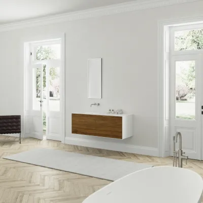 Copenhagen Chic 140L - MKII, Glacier White Corian® mit amerikanischem Nussbaum