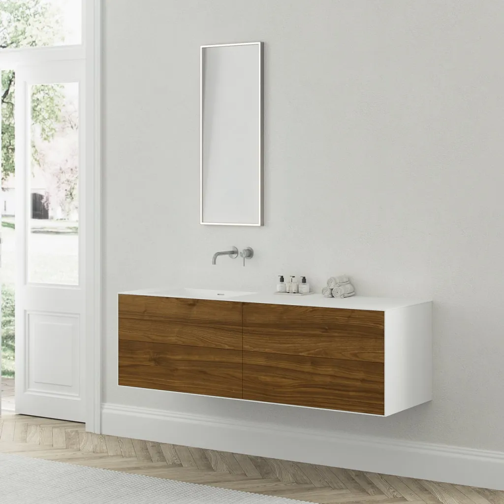 Copenhagen Chic 160L - MKII, Glacier White Corian® mit amerikanischem Nussbaum