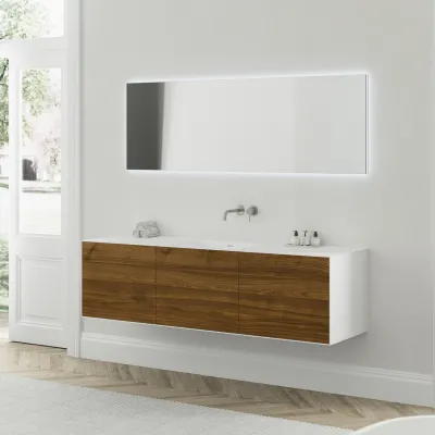 Copenhagen Chic 180 - MKII-Unterschrank, 6 Schubladen, Spüle und Korpus aus Corian® Glacier White mit amerikanischem Nussbaum