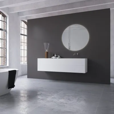 Copenhagen Chic 180R - MKII, Badezimmermöbel, Mattweiß