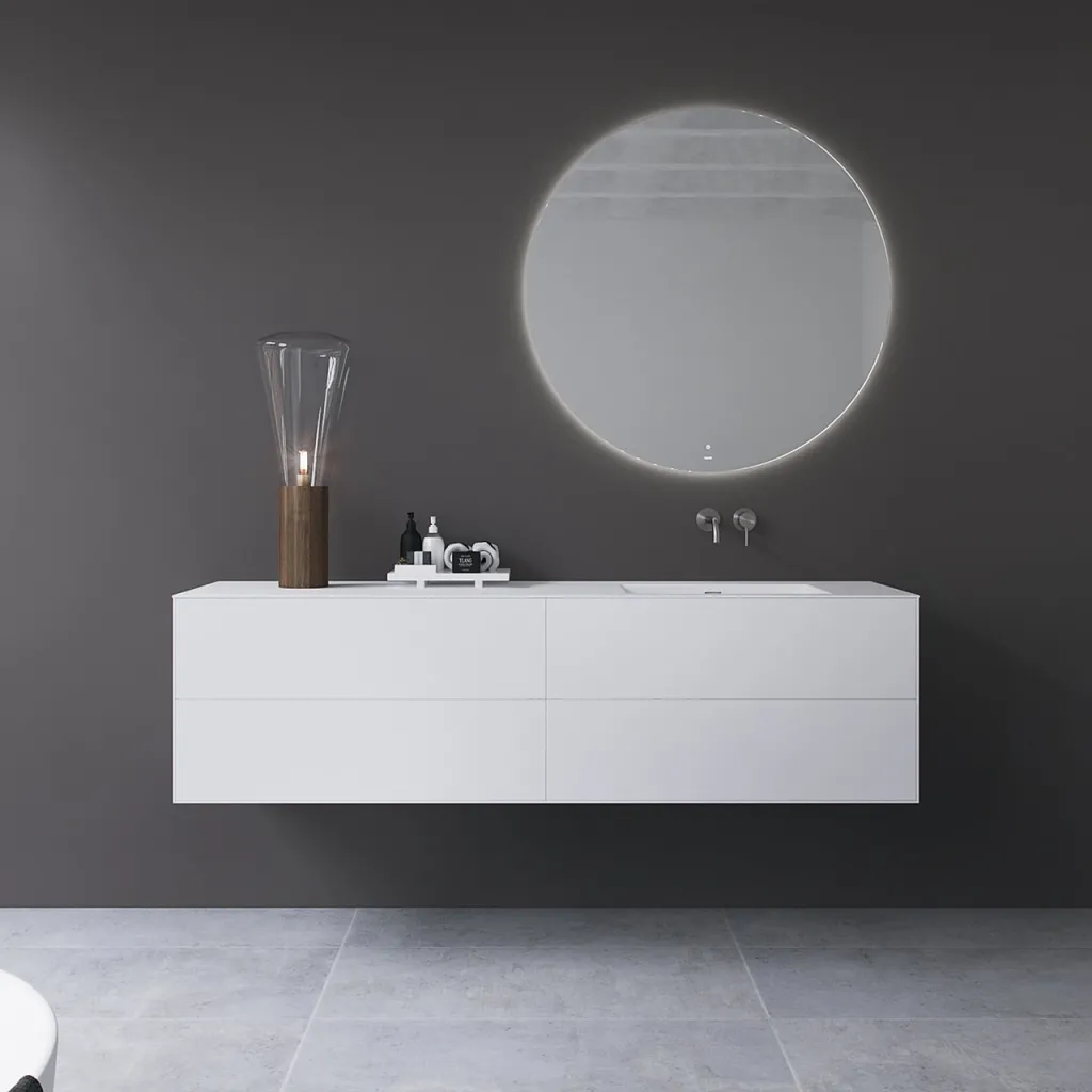 Copenhagen Chic 180R - MKII, Badezimmermöbel, Mattweiß